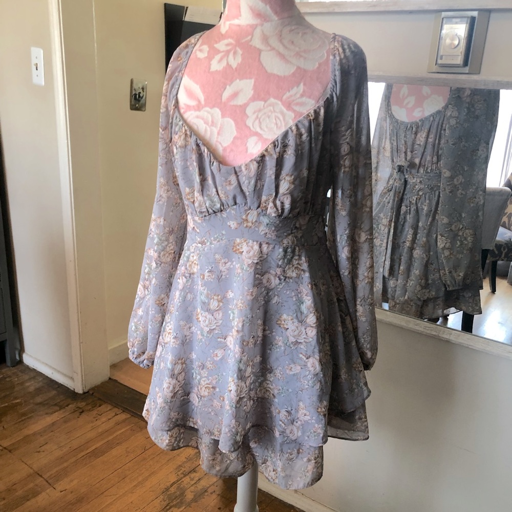 Grey floral romper